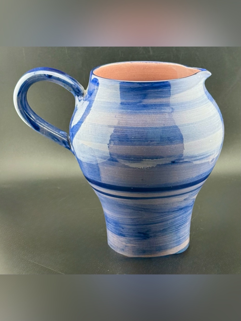 Cerasarda Italian/Sicilian blue pottery pitcher. 3 Cups